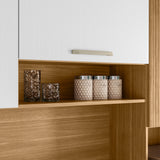 Alacena Ferrara Castaño y Blanco 180x198cm con Seis Puertas y con Un Cajón - ALACENAS Y MUEBLES MICROONDAS | Bylmo