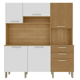 Alacena Ferrara Castaño y Blanco 180x198cm con Seis Puertas y con Un Cajón - ALACENAS Y MUEBLES MICROONDAS | Bylmo