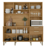 Alacena Ferrara Castaño y Blanco 180x198cm con Seis Puertas y con Un Cajón - ALACENAS Y MUEBLES MICROONDAS | Bylmo