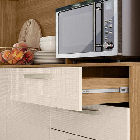 Alacena Ferrara Castaño y Beige 180x198cm con Seis Puertas y con Un Cajón - ALACENAS Y MUEBLES MICROONDAS | Bylmo