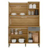 Alacena Genova Castaño y Beige 121x176cm con Seis Puertas y con Un Cajón - ALACENAS Y MUEBLES MICROONDAS | Bylmo