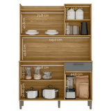 Alacena Genova Castaño y Beige 121x176cm con Seis Puertas y con Un Cajón - ALACENAS Y MUEBLES MICROONDAS | Bylmo