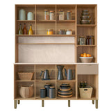 Alacena Slow Castaño y Beige 200x161cm con Ocho Puertas y con Un Cajón - ALACENAS Y MUEBLES MICROONDAS | Bylmo