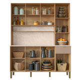 Alacena Slow Castaño y Beige 200x161cm con Ocho Puertas y con Un Cajón - ALACENAS Y MUEBLES MICROONDAS | Bylmo