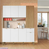 Alacena Slow Castaño y Blanco 200x161cm con Ocho Puertas y con Un Cajón - ALACENAS Y MUEBLES MICROONDAS | Bylmo