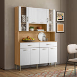 Alacena Golden Plus Castaño y Blanco 120x173cm con Ocho Puertas y con Dos Cajones - ALACENAS Y MUEBLES MICROONDAS | Bylmo