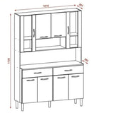 Alacena Golden Plus Castaño y Blanco 120x173cm con Ocho Puertas y con Dos Cajones - ALACENAS Y MUEBLES MICROONDAS | Bylmo