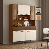 Alacena Golden Plus Castaño 120x173cm con Ocho Puertas y con Dos Cajones - ALACENAS Y MUEBLES MICROONDAS | Bylmo