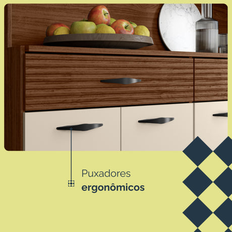 Alacena Golden Plus Castaño 120x173cm con Ocho Puertas y con Dos Cajones - ALACENAS Y MUEBLES MICROONDAS | Bylmo