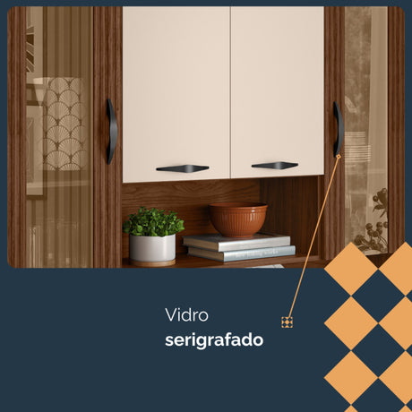 Alacena Golden Plus Castaño 120x173cm con Ocho Puertas y con Dos Cajones - ALACENAS Y MUEBLES MICROONDAS | Bylmo