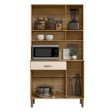 Alacena Vouge Light Castaño y Beige 90x176cm con Seis Puertas y con Un Cajón - ALACENAS Y MUEBLES MICROONDAS | Bylmo