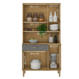 Alacena Juri Castaño y Gris 90x173cm con Seis Puertas y con Un Cajón