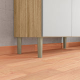 Alacena Cris Castaño y Blanco 86x171cm con Cuatro Puertas y con Un Cajón - ALACENAS Y MUEBLES MICROONDAS | Bylmo