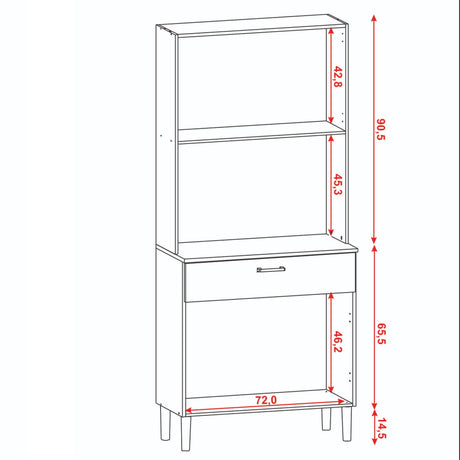 Alacena Cris Castaño y Blanco 86x171cm con Cuatro Puertas y con Un Cajón - ALACENAS Y MUEBLES MICROONDAS | Bylmo