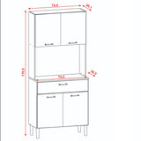 Alacena Cris Castaño y Blanco 86x171cm con Cuatro Puertas y con Un Cajón - ALACENAS Y MUEBLES MICROONDAS | Bylmo