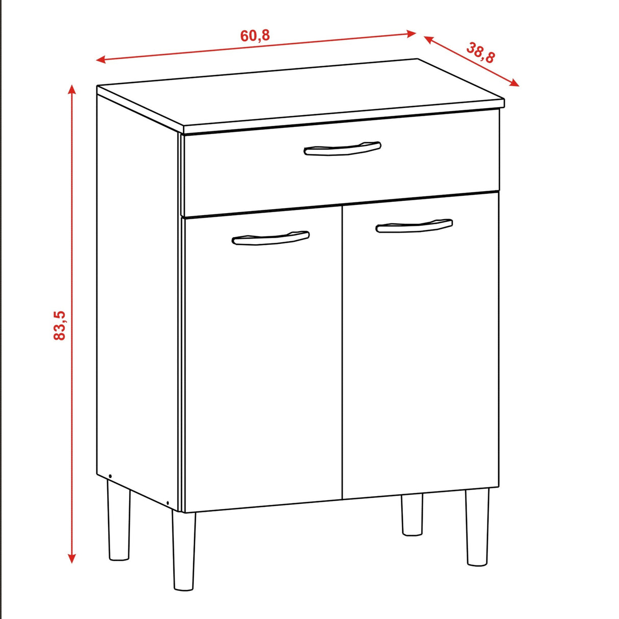 Alacena Diamante Blanco 60x86cm con Dos Puertas y con Un Cajón - ALACENAS Y MUEBLES MICROONDAS | Bylmo