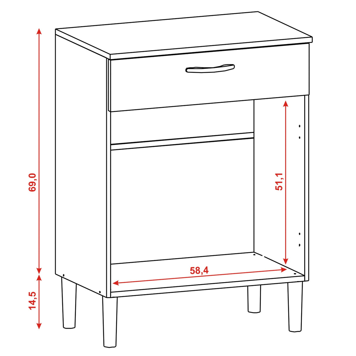 Alacena Diamante Blanco 60x86cm con Dos Puertas y con Un Cajón - ALACENAS Y MUEBLES MICROONDAS | Bylmo