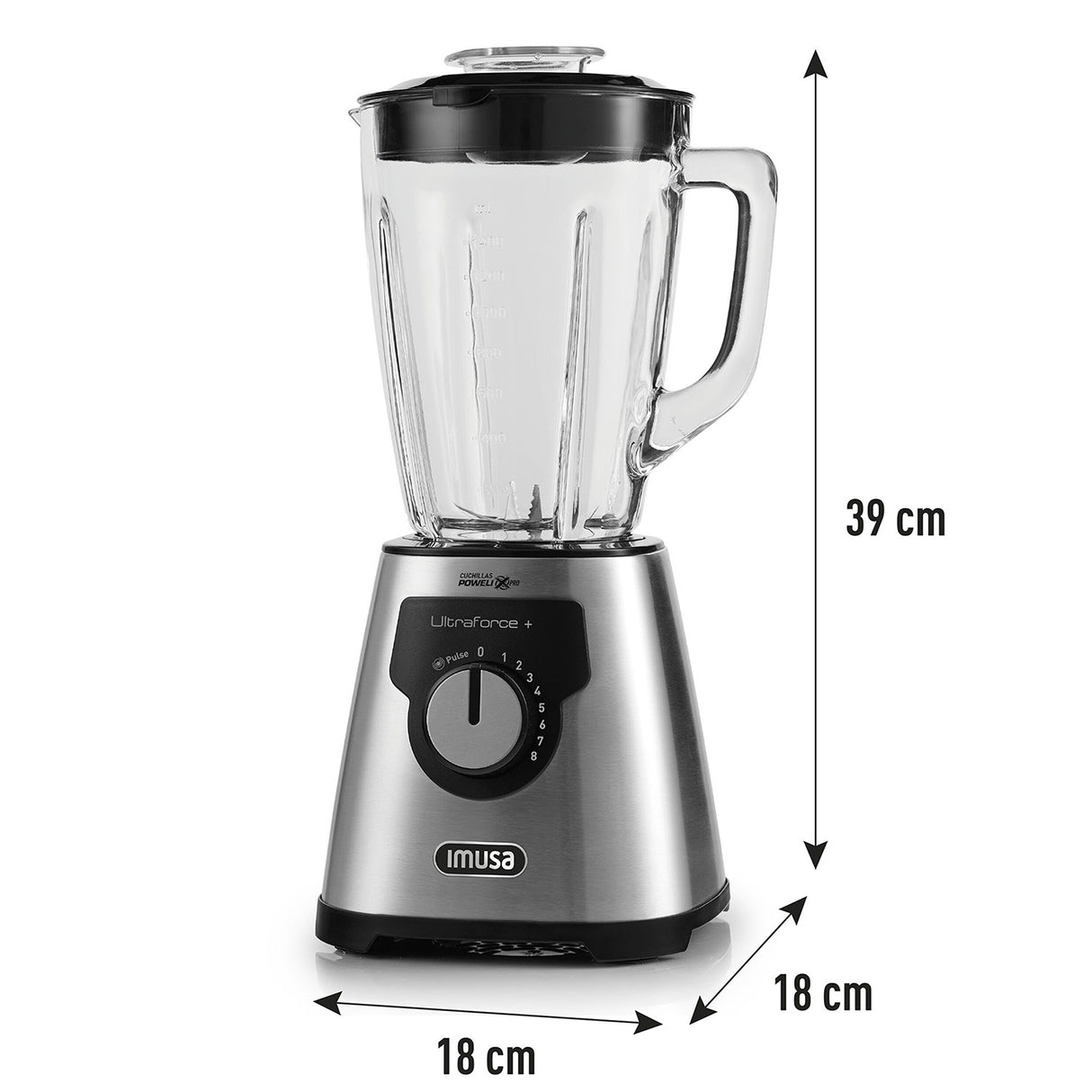 Licuadora Imusa Ultraforce Plus Plateado y Negro 18x39cm De Seis Aspas con capacidad de 2.2 Litros - LICUADORAS Y PROCESADORES | Bylmo