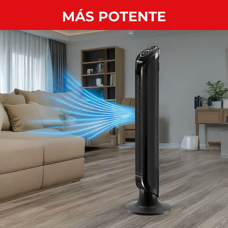 Ventilador de Torre Samurai Eole Negro 28x101cm de Tres Velocidades y con Temporizador - VENTILADORES | Bylmo