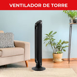 Ventilador de Torre Samurai Eole Negro 28x101cm de Tres Velocidades y con Temporizador - VENTILADORES | Bylmo