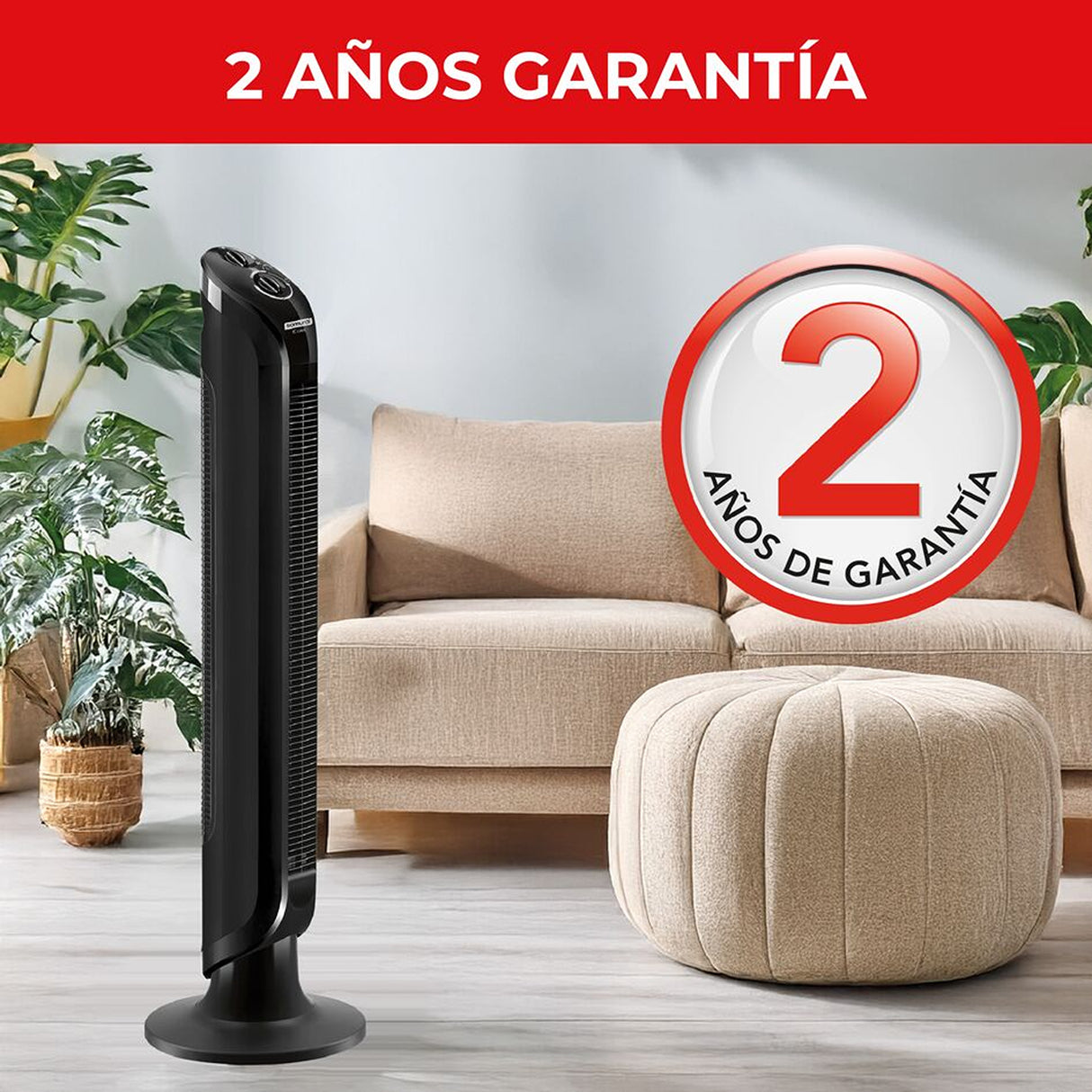 Ventilador de Torre Samurai Eole Negro 28x101cm de Tres Velocidades y con Temporizador - VENTILADORES | Bylmo