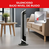Ventilador de Torre Samurai Eole Infinite Plateado 28x100cm de Tres Velocidades con Control Remoto con Pantalla Digital y con Temporizador - VENTILADORES | Bylmo