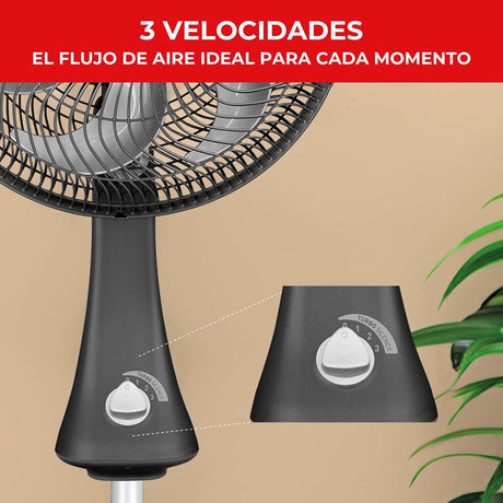 Ventilador 2 en 1 Samurai Turbo Silence Negro 40x122cm de Tres Velocidades - VENTILADORES | Bylmo