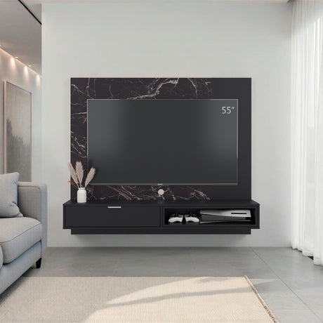 Panel de TV Funes Mamba y Wengue 150x130cm para TV Hasta 60" Pulagadas con Un Compartimiento - MUEBLES DE TV | Bylmo