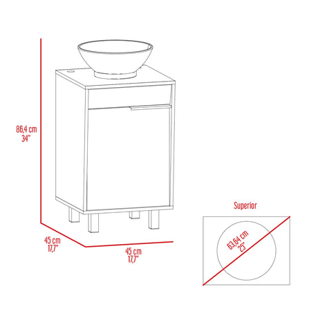 Mueble para Lavamanos Carter Bardolino 45.2x86.4cm Individual con Lavamanos de Sobreponer y con Patas - MUEBLES PARA LAVAMANOS | Bylmo