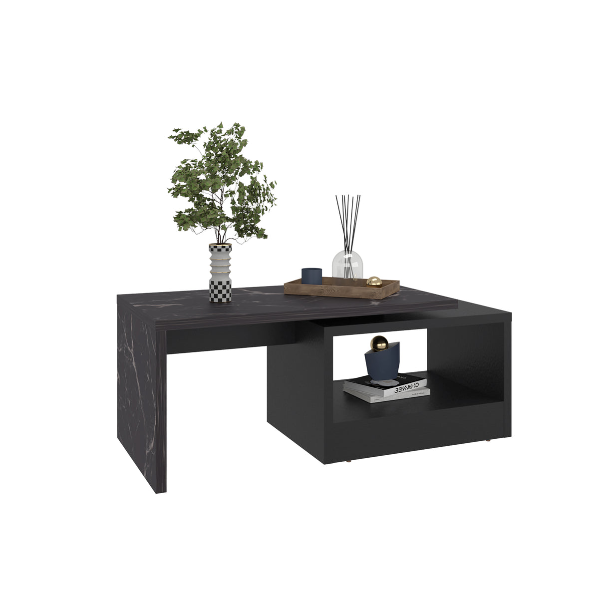 Mesa de Centro Kaia Wengue y Mamba 100.2x40cm Rectangular con Compartimiento - MESAS DE CENTRO | Bylmo