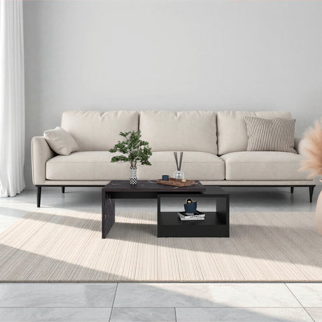 Mesa de Centro Kaia Wengue y Mamba 100.2x40cm Rectangular con Compartimiento - MESAS DE CENTRO | Bylmo