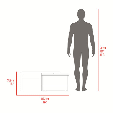 Mesa de Centro Kaia Wengue y Mamba 100.2x40cm Rectangular con Compartimiento - MESAS DE CENTRO | Bylmo