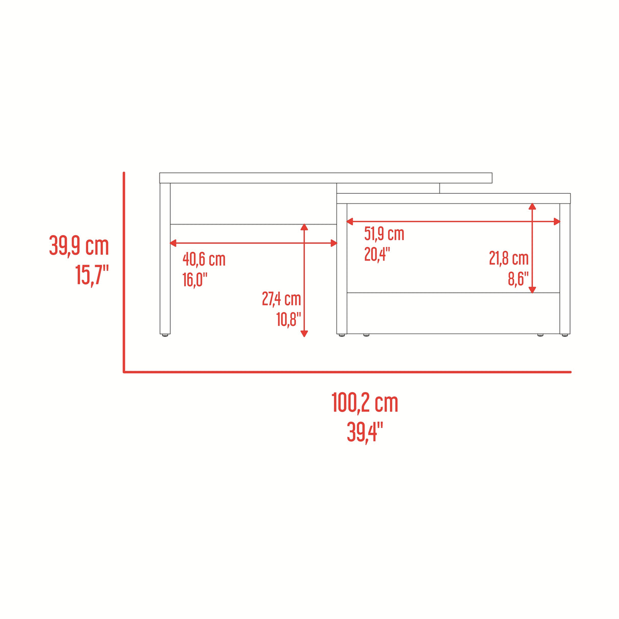 Mesa de Centro Kaia Wengue y Mamba 100.2x40cm Rectangular con Compartimiento - MESAS DE CENTRO | Bylmo