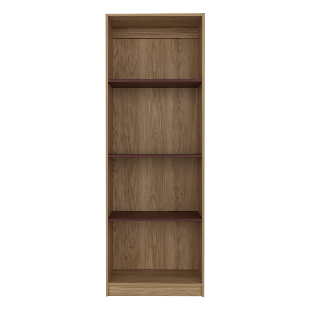 Estantería Home Fresno Europeo y Burdeos 62.8x180.6cm Rectangular con Cuatro Compartimiento y Tres Entrepaños - BIBLIOTECAS Y ESTANTERIAS | Bylmo