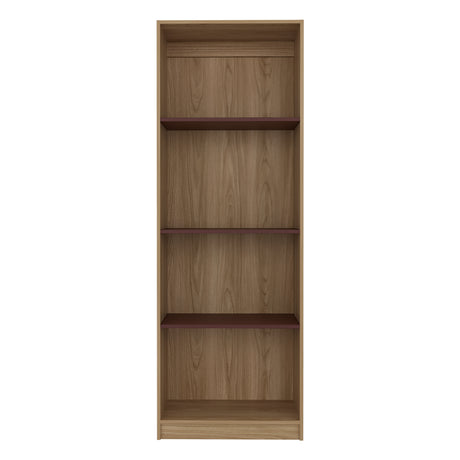 Estantería Home Fresno Europeo y Burdeos 62.8x180.6cm Rectangular con Cuatro Compartimiento y Tres Entrepaños - BIBLIOTECAS Y ESTANTERIAS | Bylmo