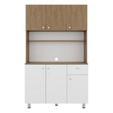 Alacena Wilson Blanco y Fresno 111x185cm Con Espacio para Microondas y con Seis Puertas - ALACENAS Y MUEBLES MICROONDAS | Bylmo