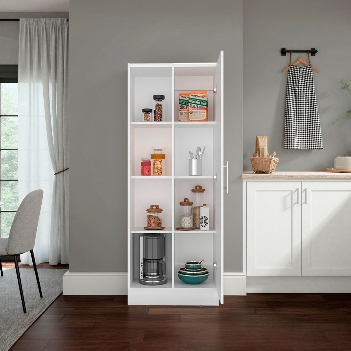 Alacena Felch Blanco 60x160cm y con Una Puerta - ALACENAS Y MUEBLES MICROONDAS | Bylmo