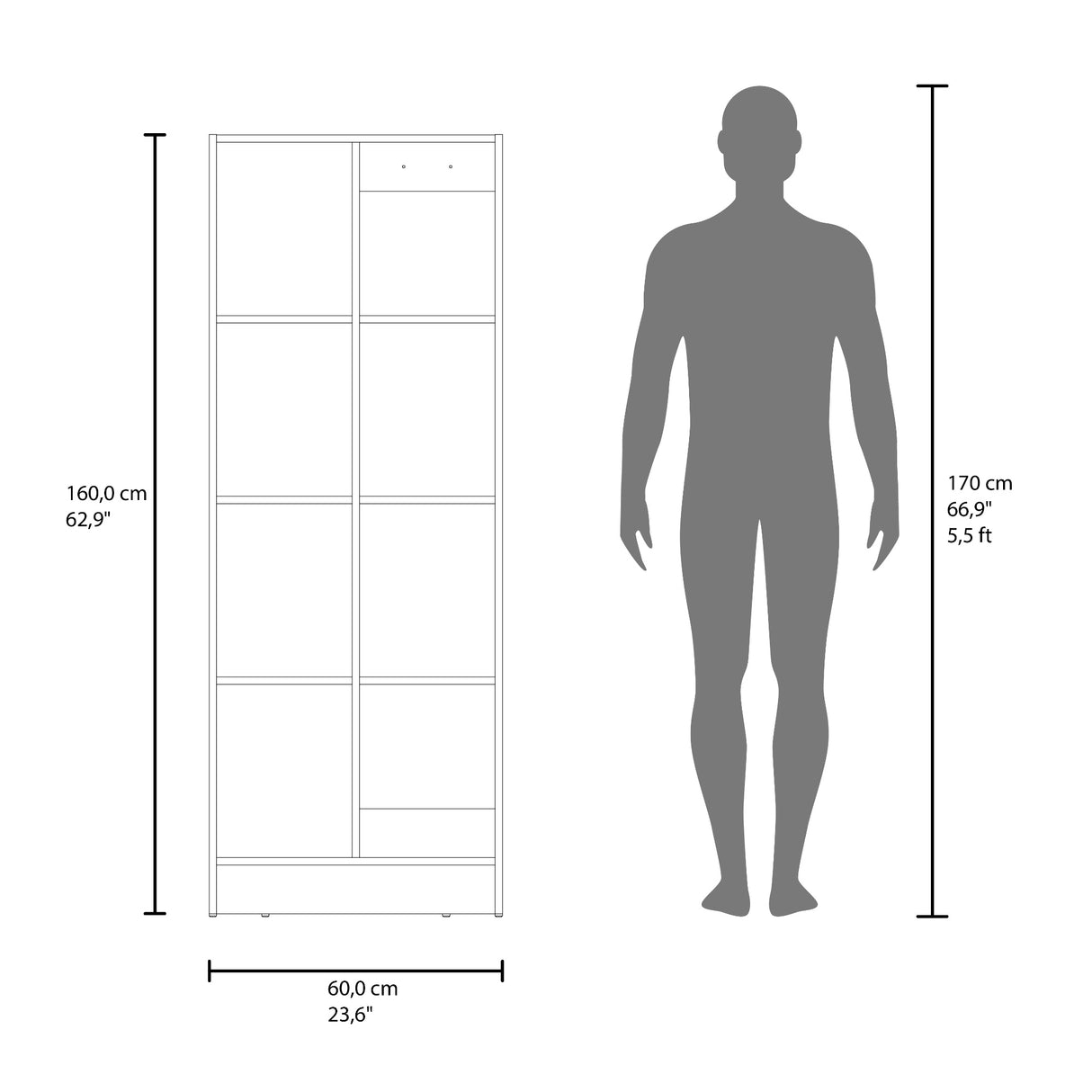 Alacena Felch Blanco 60x160cm y con Una Puerta - ALACENAS Y MUEBLES MICROONDAS | Bylmo