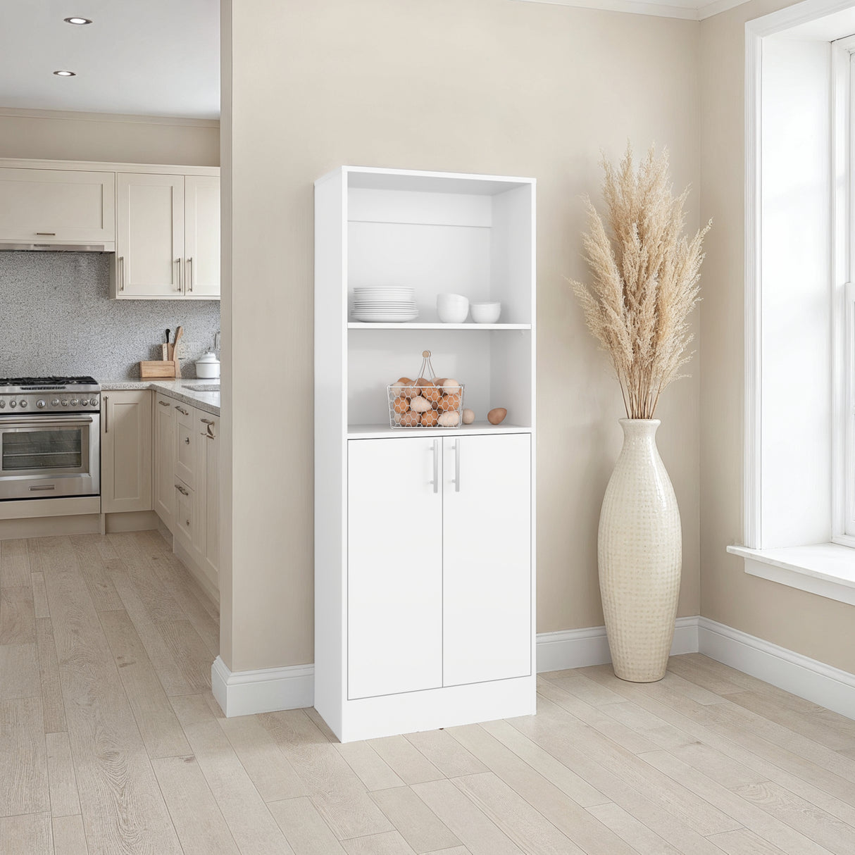 Alacena Juls Blanco 60x160cm y con Dos Puertas - ALACENAS Y MUEBLES MICROONDAS | Bylmo