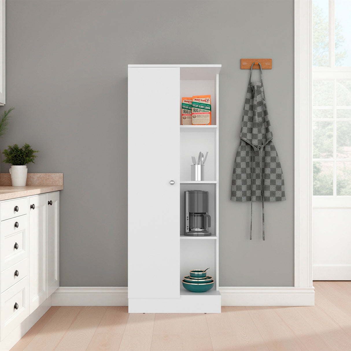 Alacena Ayora Blanco 60x160.6cm y con Una Puerta - ALACENAS Y MUEBLES MICROONDAS | Bylmo