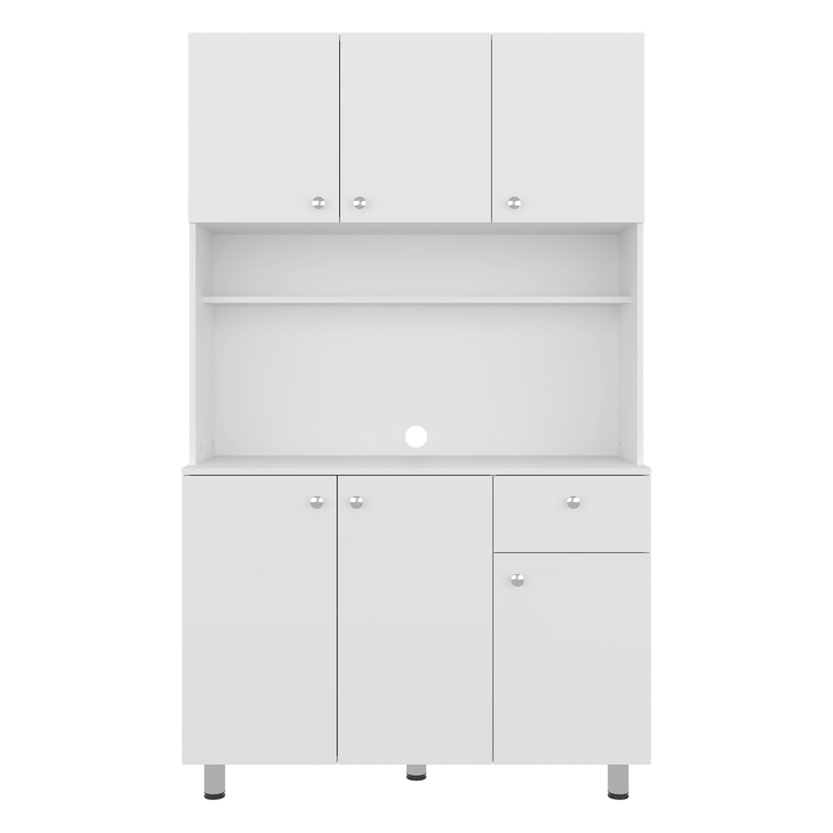 Alacena Wilson Blanco 111x185cm Con Espacio para Microondas y con Seis Puertas - ALACENAS Y MUEBLES MICROONDAS | Bylmo