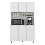 Alacena Wilson Blanco 111x185cm Con Espacio para Microondas y con Seis Puertas - ALACENAS Y MUEBLES MICROONDAS | Bylmo