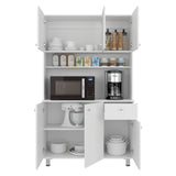 Alacena Wilson Blanco 111x185cm Con Espacio para Microondas y con Seis Puertas - ALACENAS Y MUEBLES MICROONDAS | Bylmo