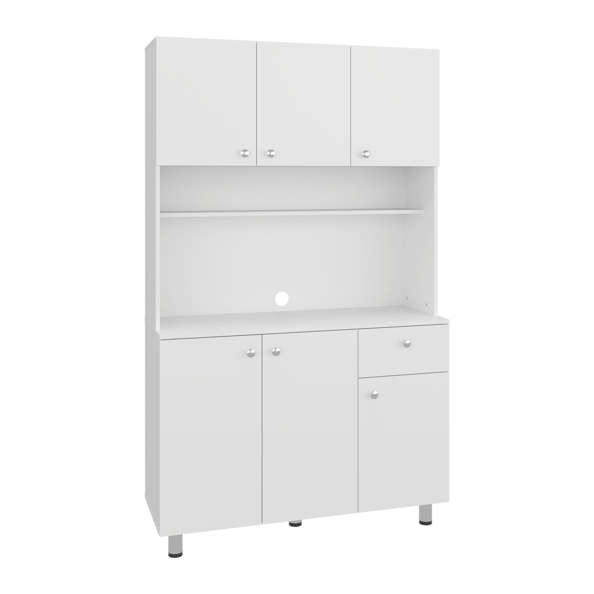 Alacena Wilson Blanco 111x185cm Con Espacio para Microondas y con Seis Puertas - ALACENAS Y MUEBLES MICROONDAS | Bylmo