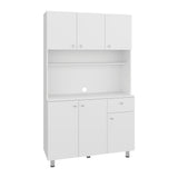 Alacena Wilson Blanco 111x185cm Con Espacio para Microondas y con Seis Puertas - ALACENAS Y MUEBLES MICROONDAS | Bylmo