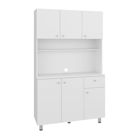 Alacena Wilson Blanco 111x185cm Con Espacio para Microondas y con Seis Puertas - ALACENAS Y MUEBLES MICROONDAS | Bylmo