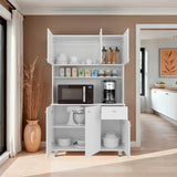 Alacena Wilson Blanco 111x185cm Con Espacio para Microondas y con Seis Puertas - ALACENAS Y MUEBLES MICROONDAS | Bylmo