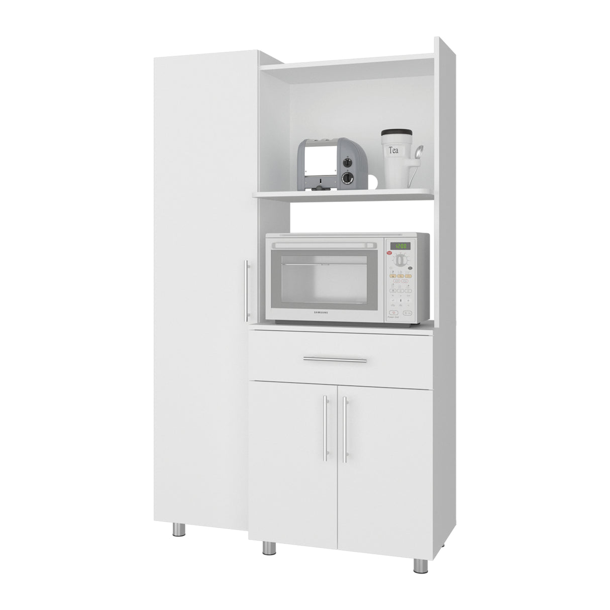 Alacena Pantress Blanco 98x165cm Con Espacio para Microondas y con Tres Puertas - ALACENAS Y MUEBLES MICROONDAS | Bylmo