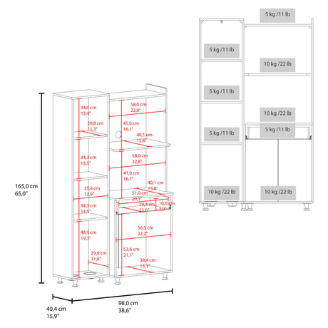 Alacena Pantress Eco Blanco 98x165cm Con Espacio para Microondas y con Tres Puertas - ALACENAS Y MUEBLES MICROONDAS | Bylmo