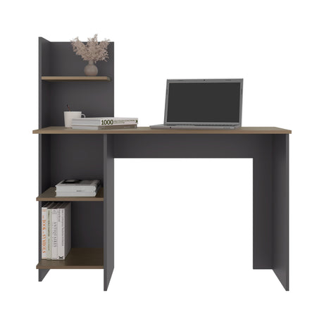 Escritorio Vilna Plomo y Amber 110x110.6cm con Organizador de Libros - ESCRITORIOS | Bylmo